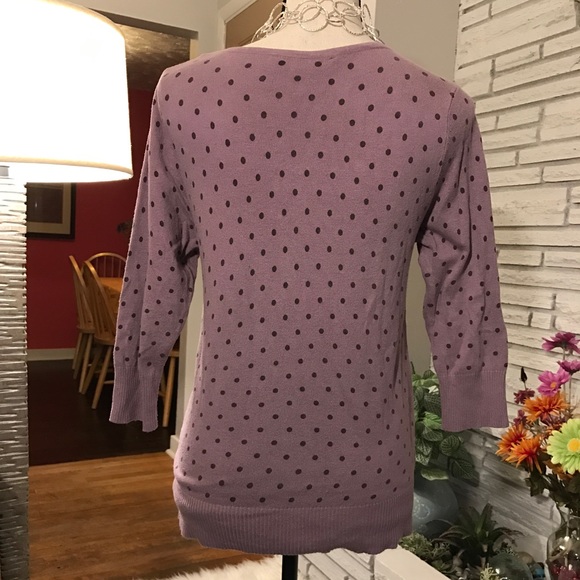 TRADED Purple polkadot American Rag knit top. - Picture 2 of 4